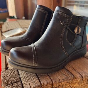 Clarks Black Leather Ankle Boots